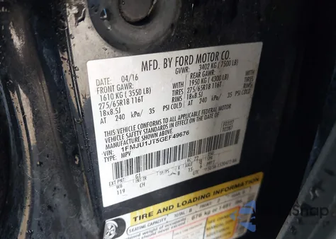 2016 Ford Expedition Xlt from USA, damaged, VIN 1FMJU1JT5GEF49676